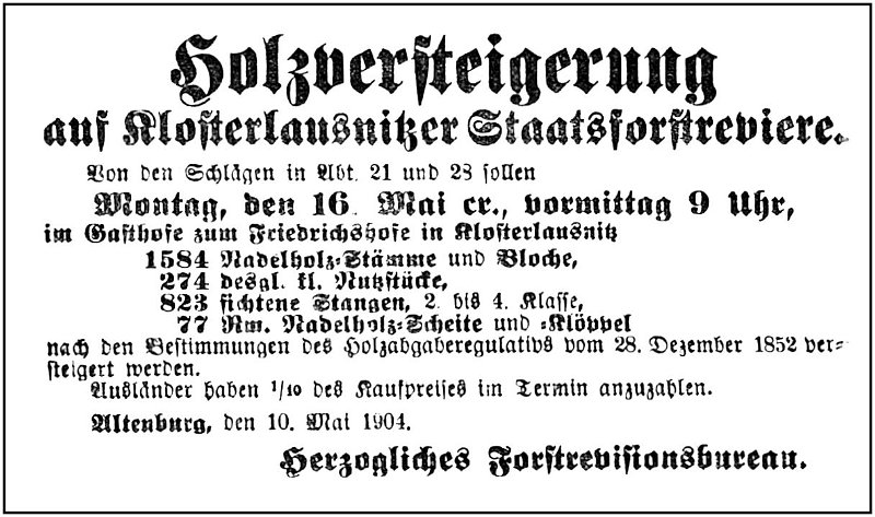 1904-05-16 Kl Holzversteigerung